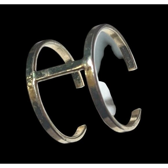 Modern Silver Tone Double Layer Cage Ring Size 9 - Picture 9 of 11